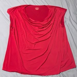 Lane Bryant hot pink shimmery scoop neck tank w/ faux-wrap drape in front. 22/24